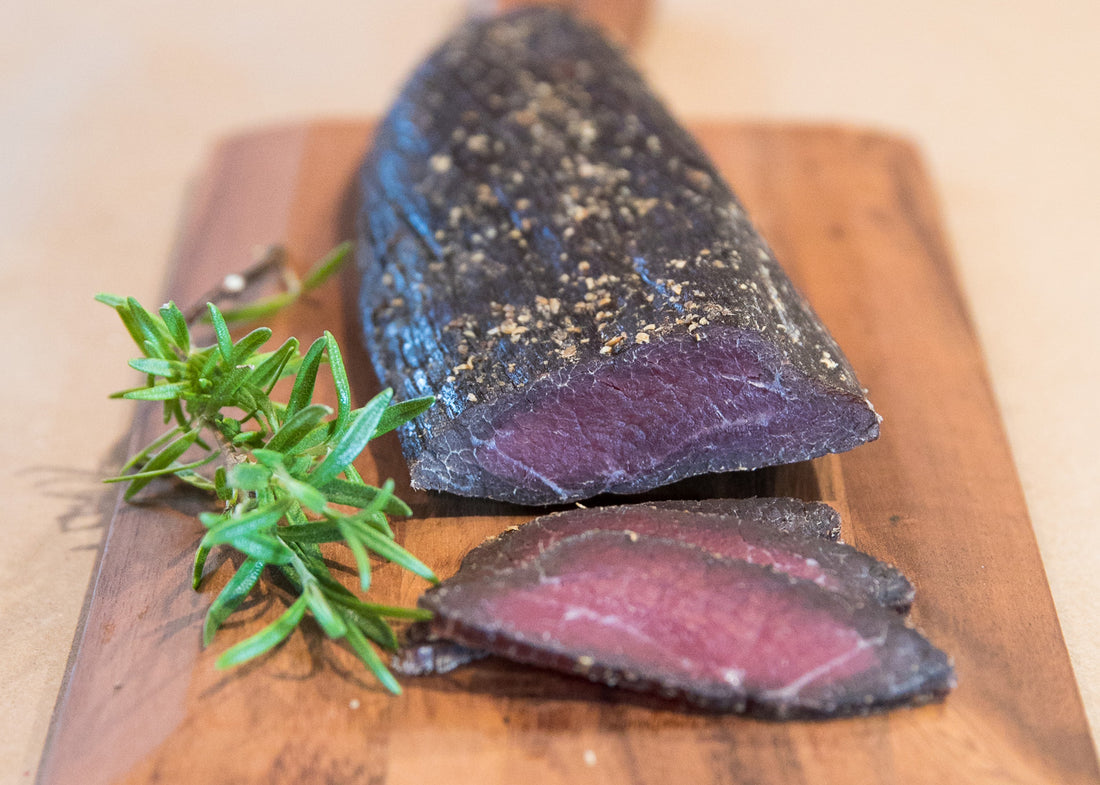Whole Slabs of Cured Biltong on Plate