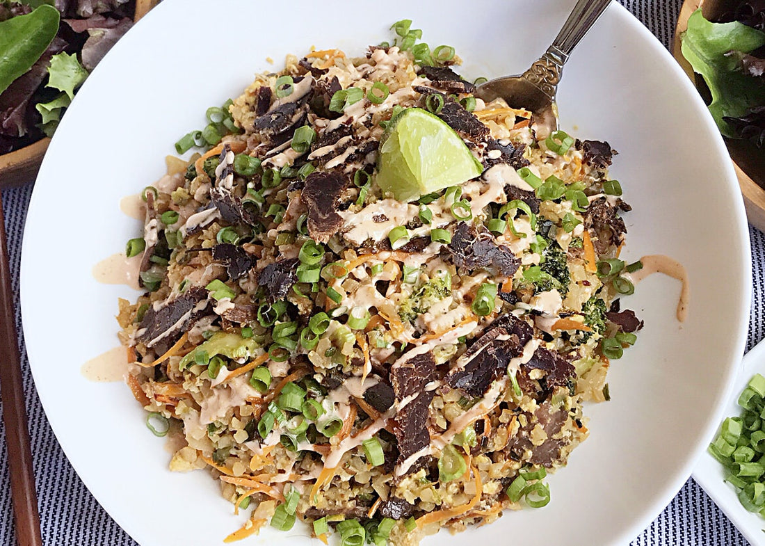 Spicy Biltong Fried Cauliflower Rice (Paleo, Keto, AIP)
