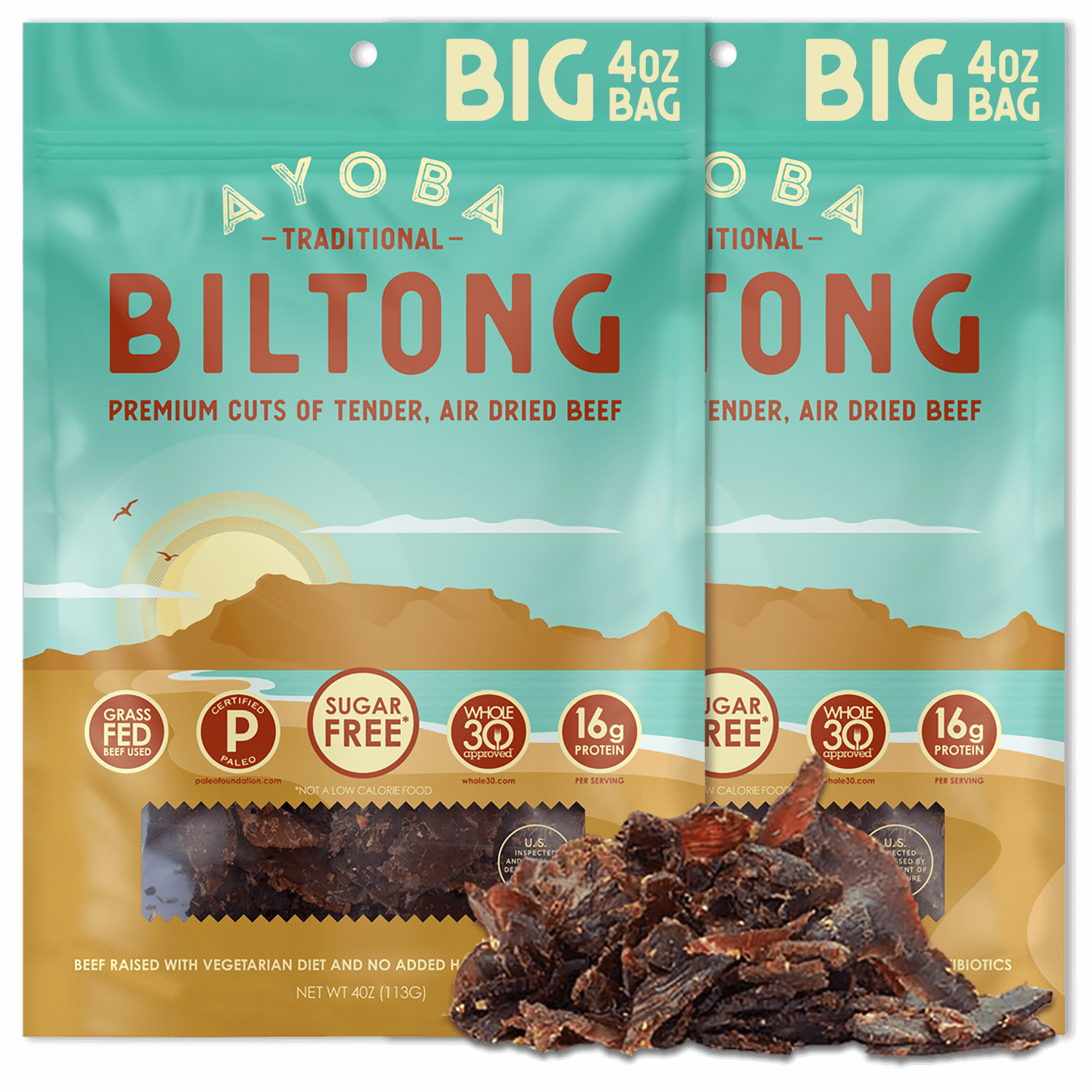 Ayoba Premium Grass Fed Beef Biltong. Traditional Flavor Bulk Buy High Protein Snack.