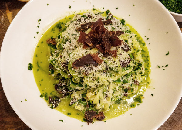Zoodle Carbonara with Rosemary Truffle Biltong