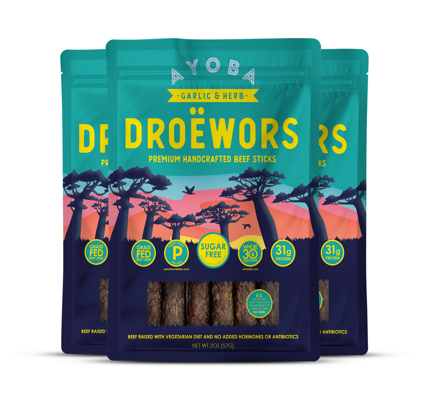 Grass Fed Air-Dried Sticks 4oz (Pack of 3)