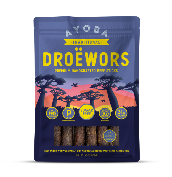 Traditional Droewors Grass Fed Beef | High Protein No Sugar Snack - Ayoba