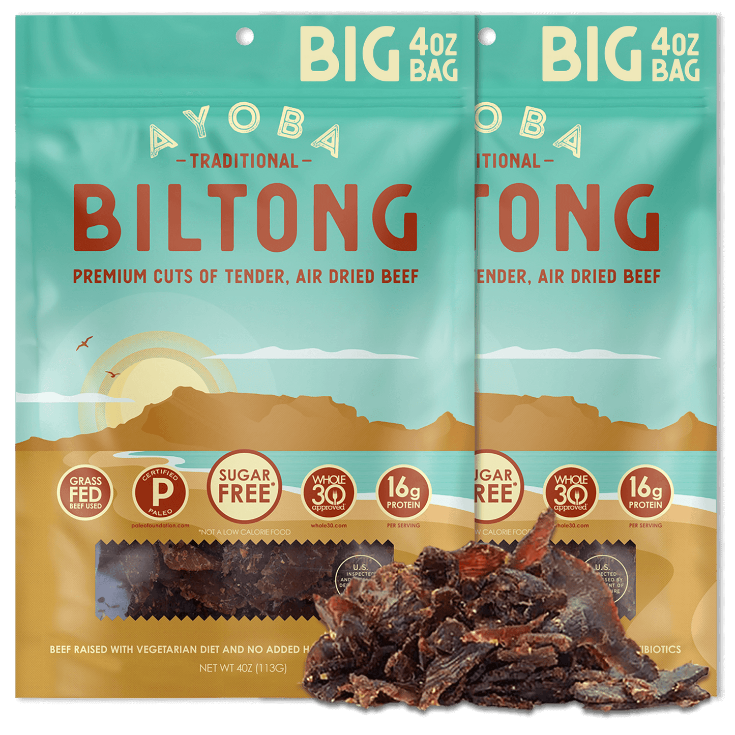 Ayoba Premium Grass Fed Beef Biltong. Traditional Flavor Bulk Buy High Protein Snack.
