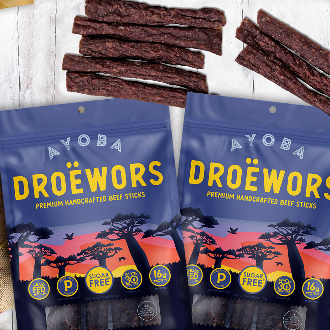 Ayoba Gift Bundle. Droewors Beef Sticks. Grass Fed Beef Snacks Variety Pack.