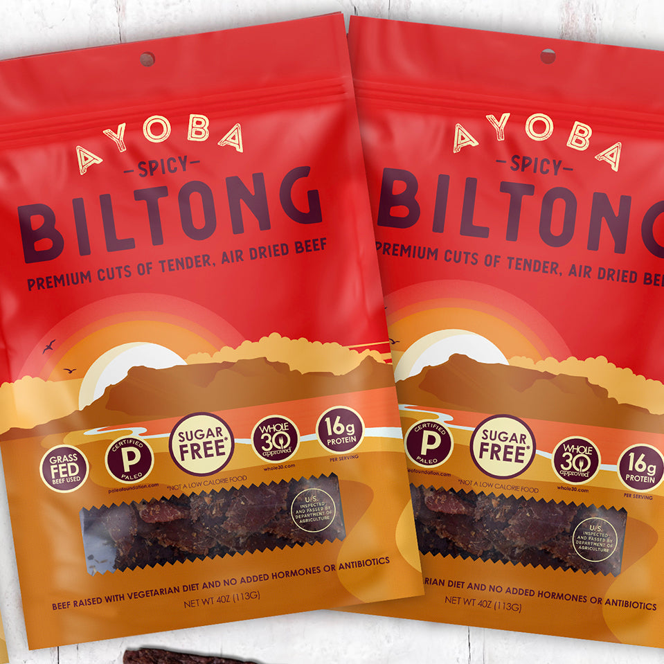 Ayoba Gift Bundle. Spicy Biltong. Grass Fed Beef Snacks Variety Pack.