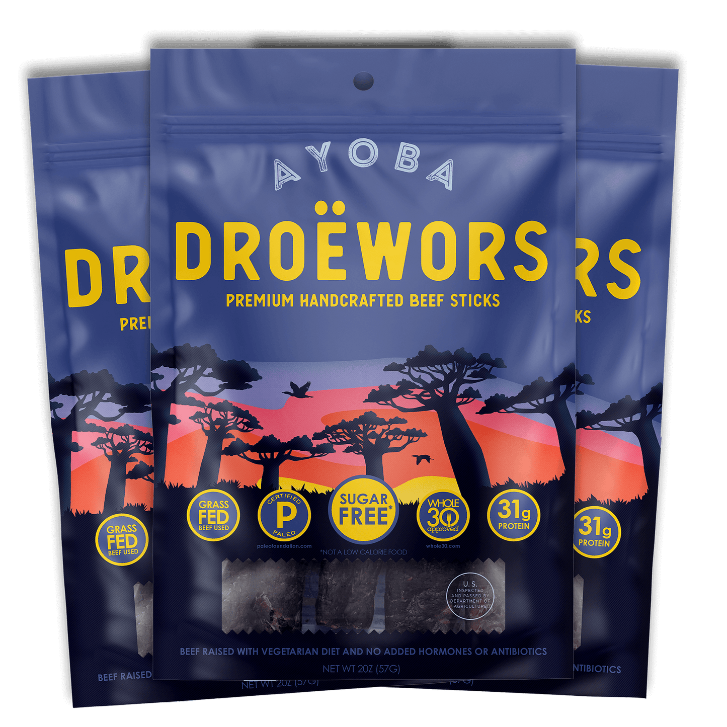 Grass Fed Air-Dried Sticks 4oz (Pack of 3)